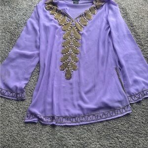 Ashro Lavender and Gold Embellished Blouse and pants